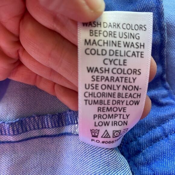 Jessica London Women's Plus 22W Coastal Boho Collarless Ombre Blue Denim Jacket - Picture 6 of 7